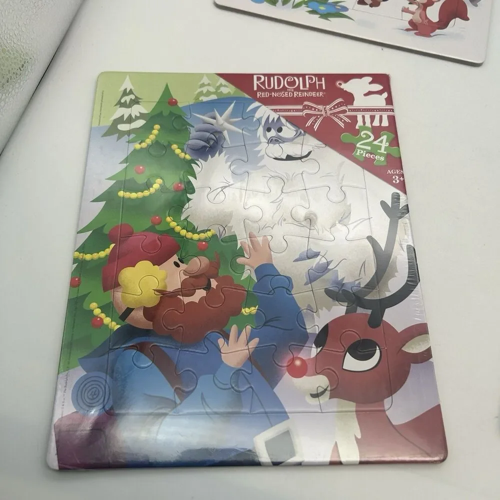 Rudolph Red-Nosed Reindeer 24 Piece Tray Puzzles Lot of 4 Sealed Ages 3+